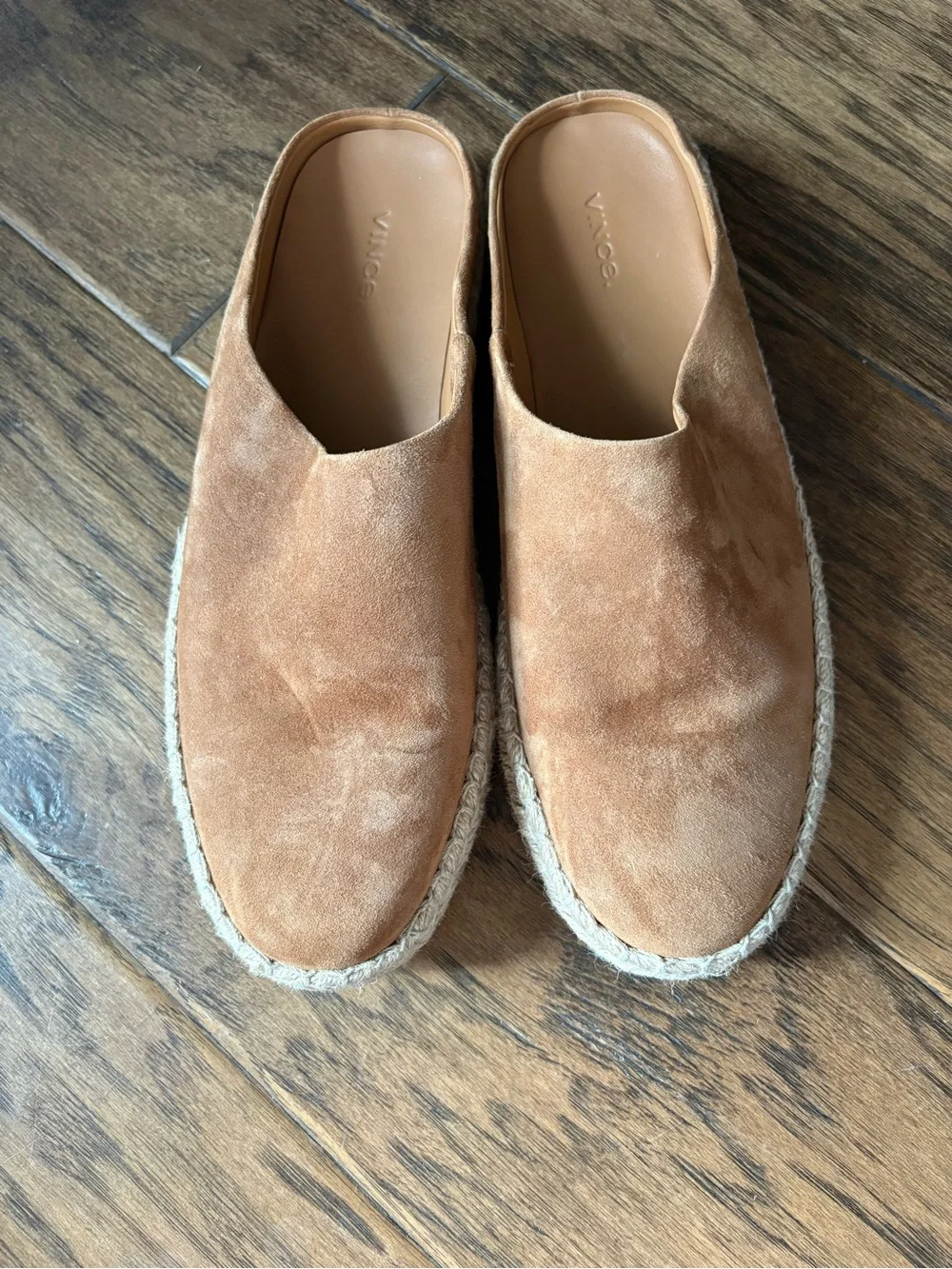 Vince Ulla Tan Suede Espadrille Slip-On Mules